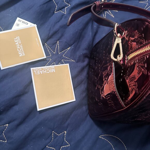 Michael Kors Red Patent Leather Embossed Satchel Crossbody - Picture 6 of 8